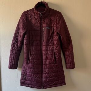 Patagonia Women's Long Radalie Parka- Burgundy/Maroon Medium